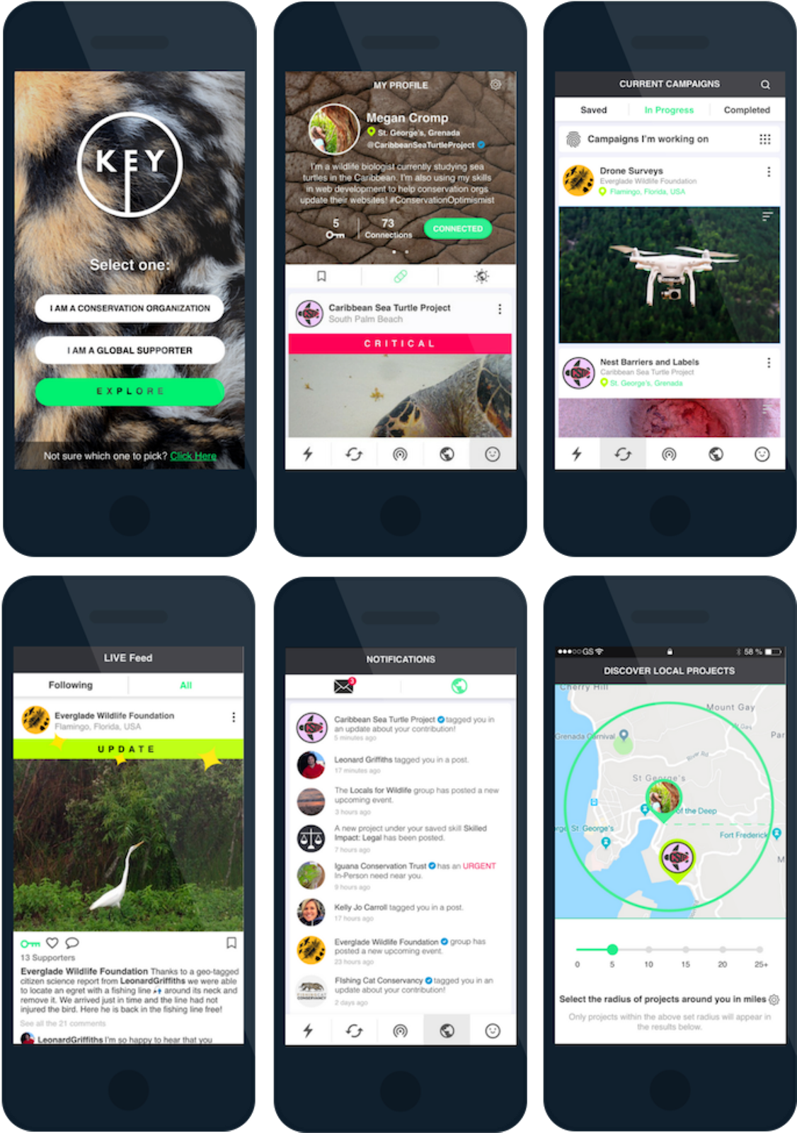 screenshot of key conservation app