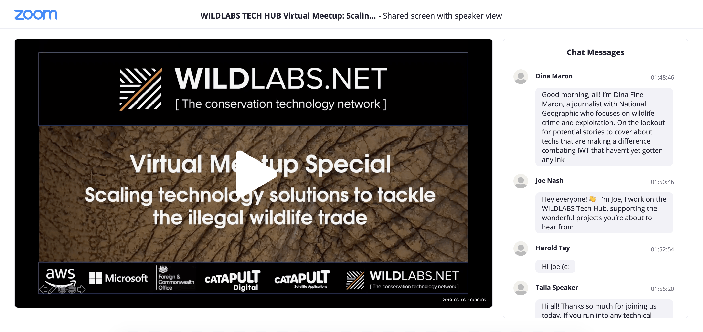 WILDLABS Virtual Meetup Link to Tech Hub Video Recording